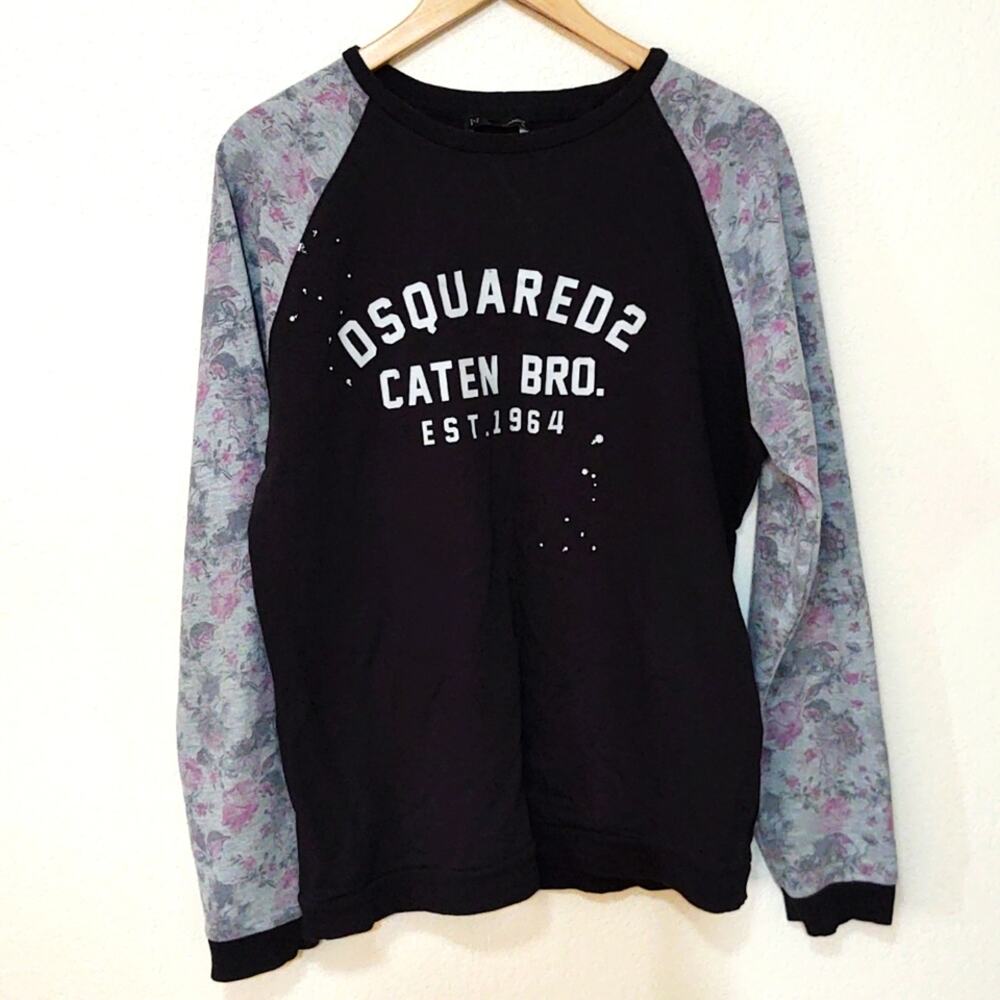 Dsquared2 Caten Bro. raglan style floral sleeves sweatshirt XL